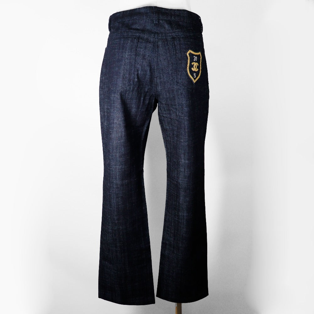 CHANEL Denim pants P25298V16033 cotton Indigo 05C Wappen 42
