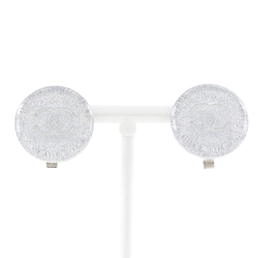 CHANEL Earring plastic Silver COCO Mark Women Used