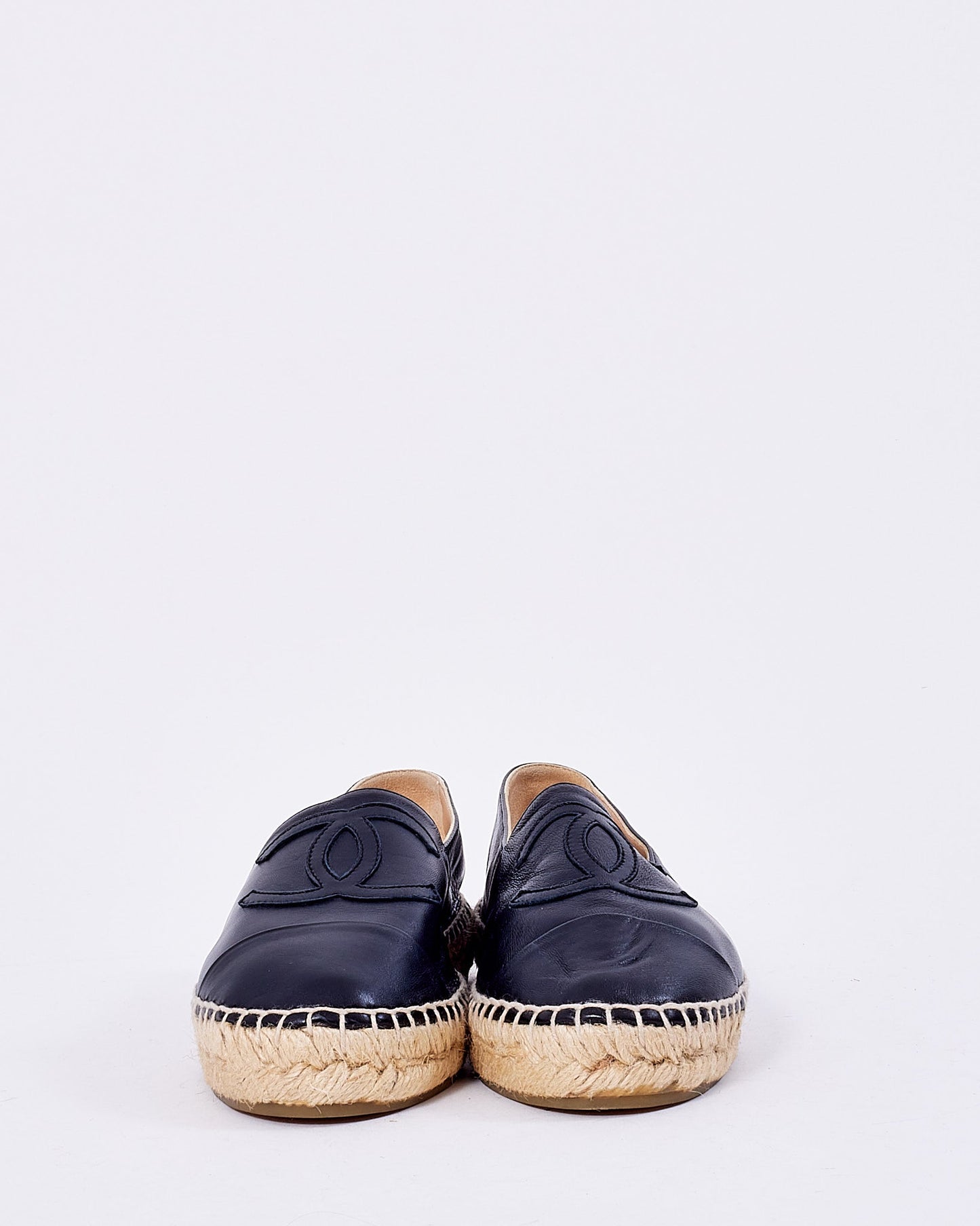 Chanel Black Leather Espadrille Shoes - 36
