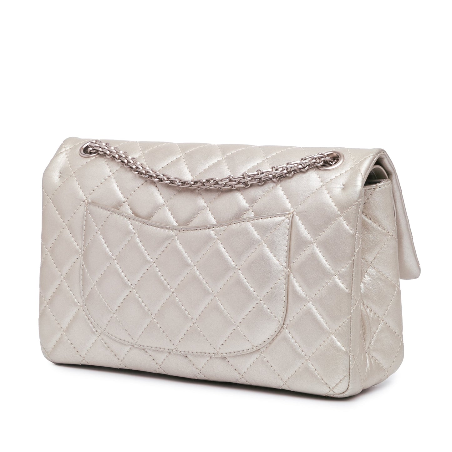 Silver Chanel Reissue 2.55 Aged Calfskin Double Flap 226 Shoulder Bag