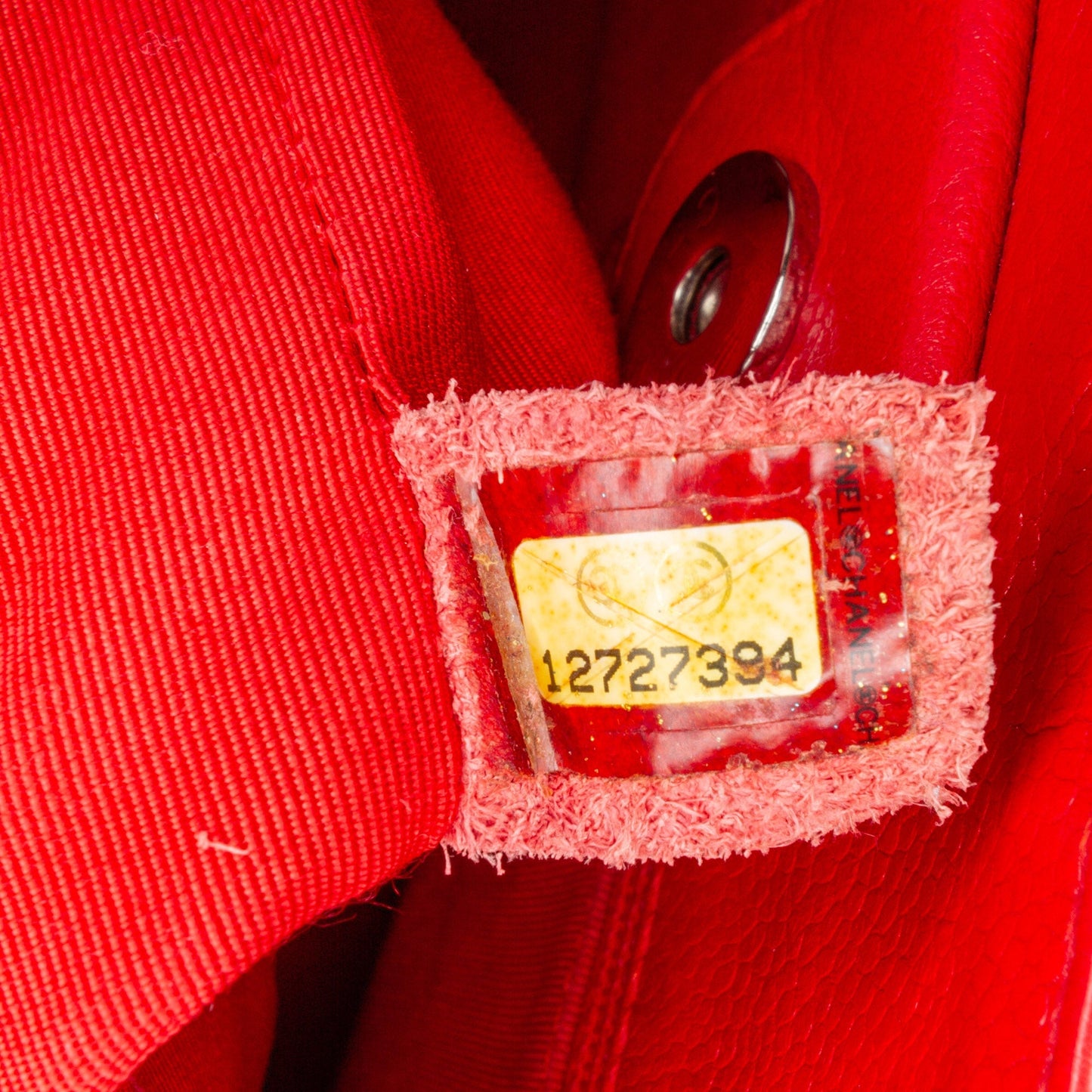 Red Chanel Caviar Petite Shopping Tote