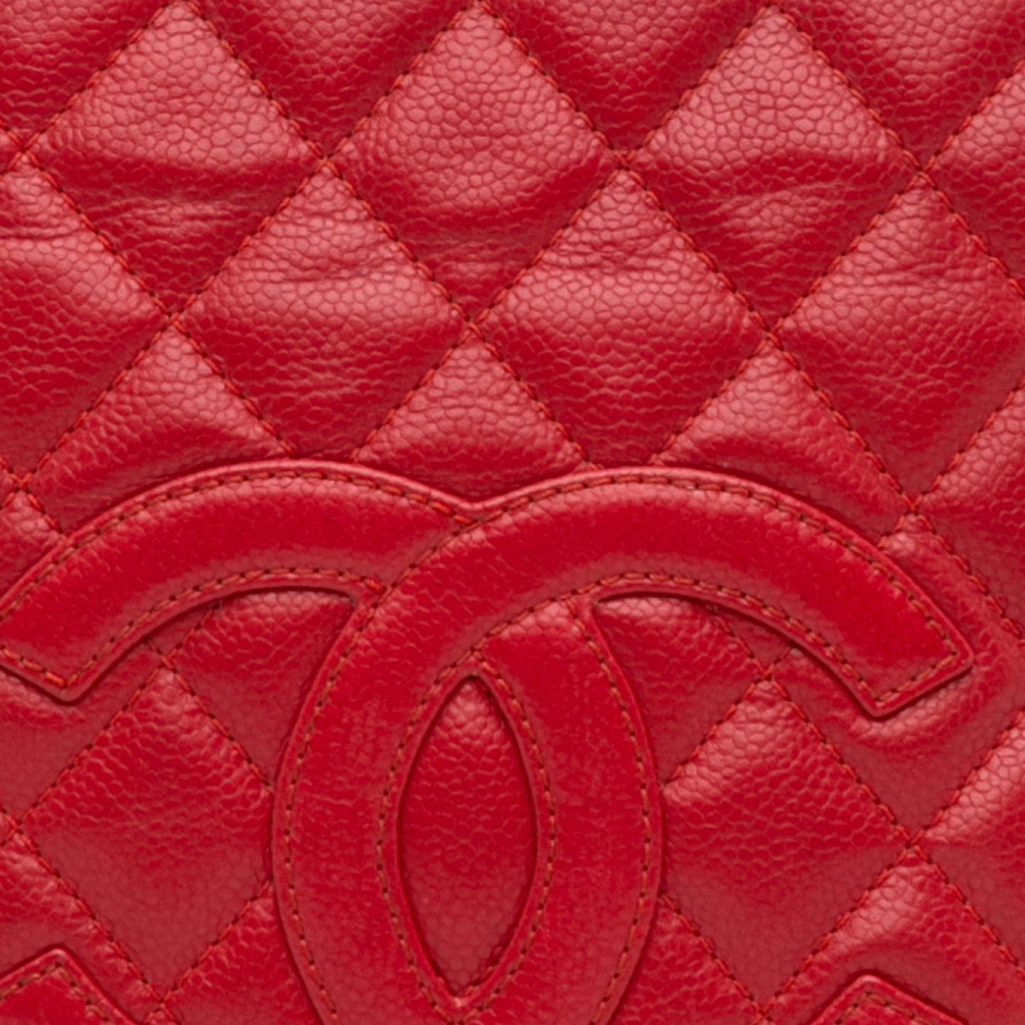 Red Chanel Caviar Petite Shopping Tote