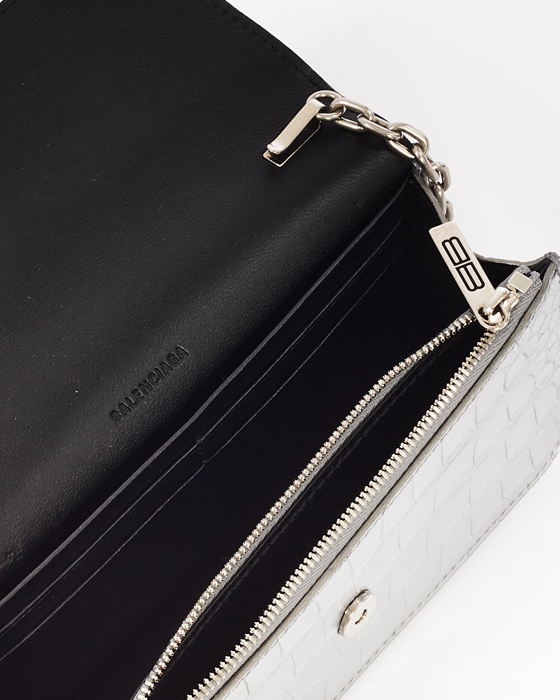 Balenciaga Silver Croc Embossed Leather Gossip Mini Bag