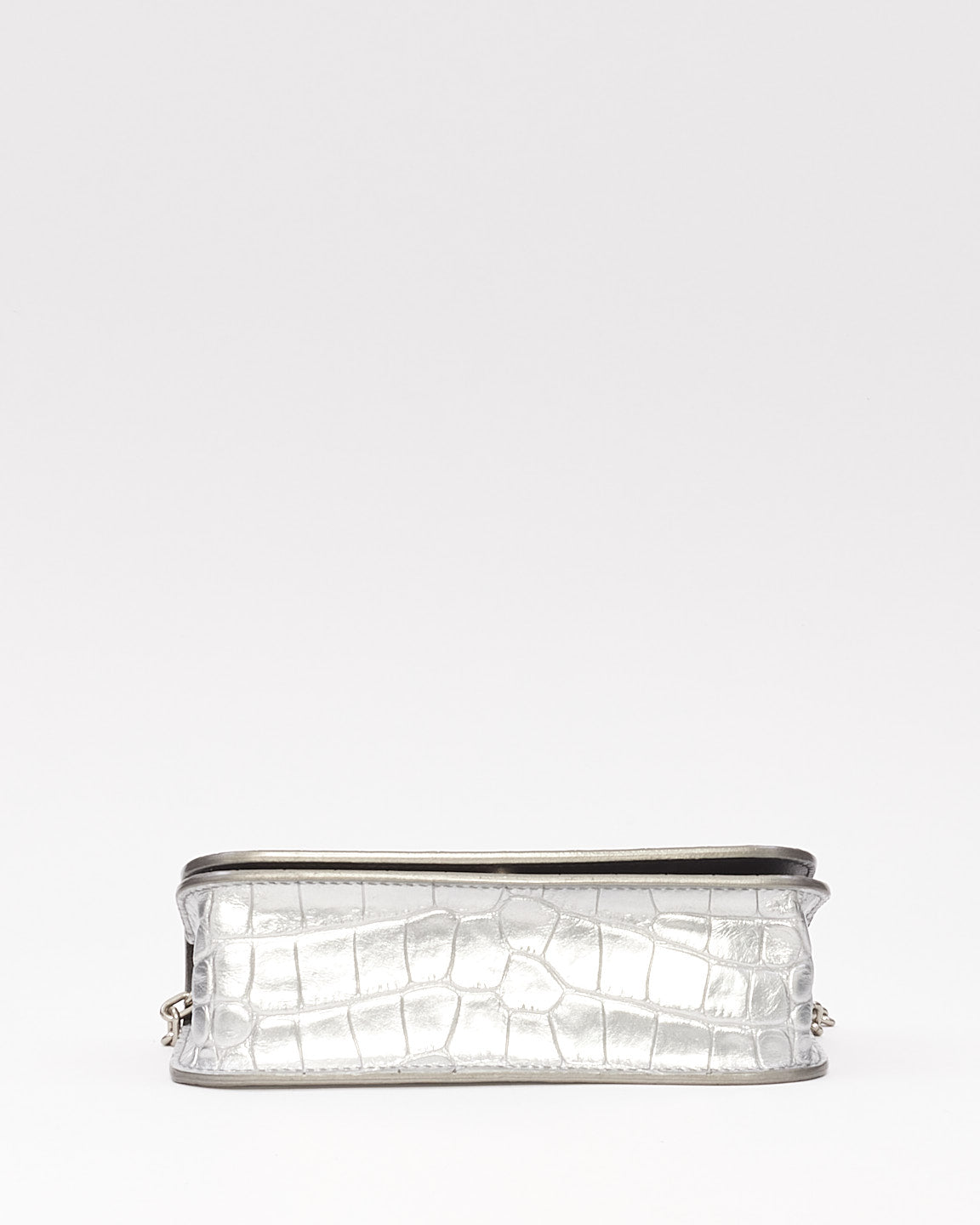 Balenciaga Silver Croc Embossed Leather Gossip Mini Bag