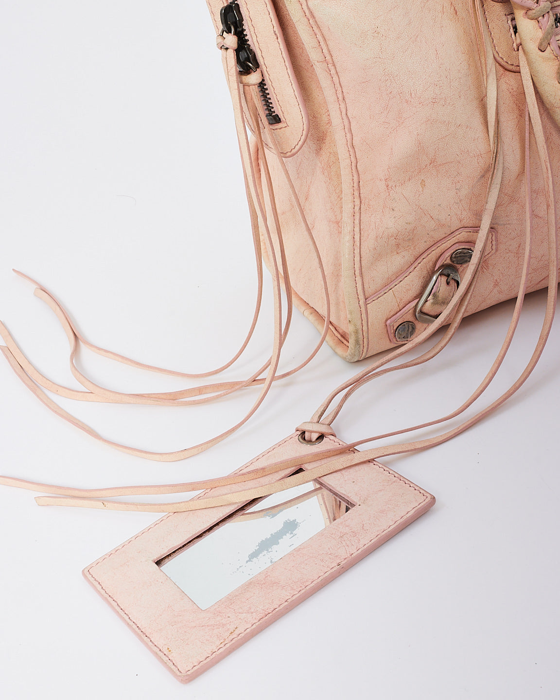 Balenciaga Pink Leather City Bag with Hammered Studs