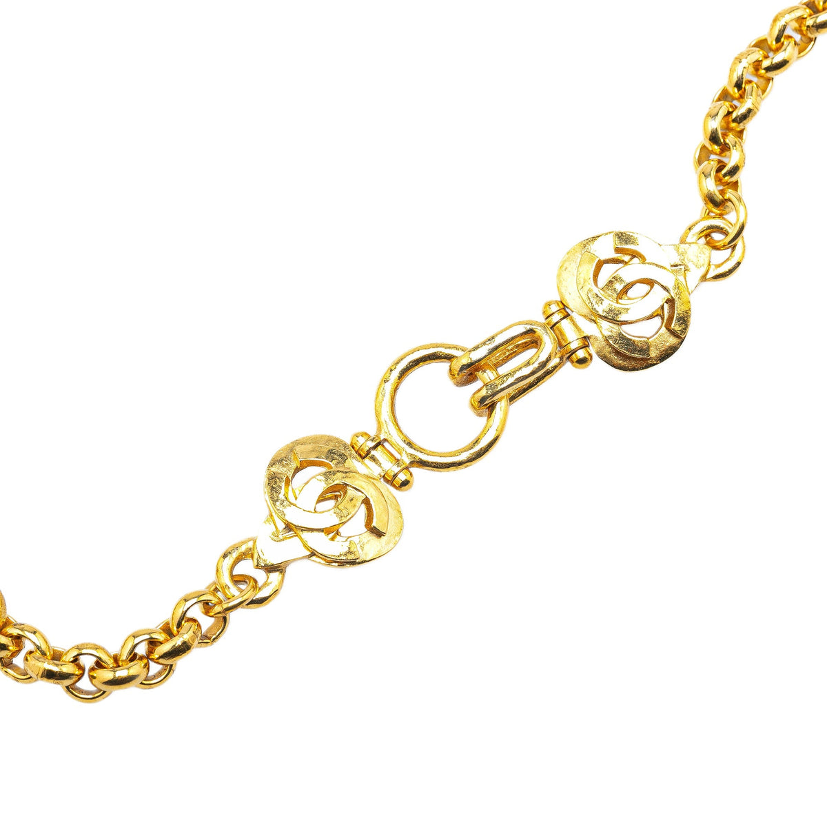 Gold Chanel Gold Plated CC Pendant Necklace