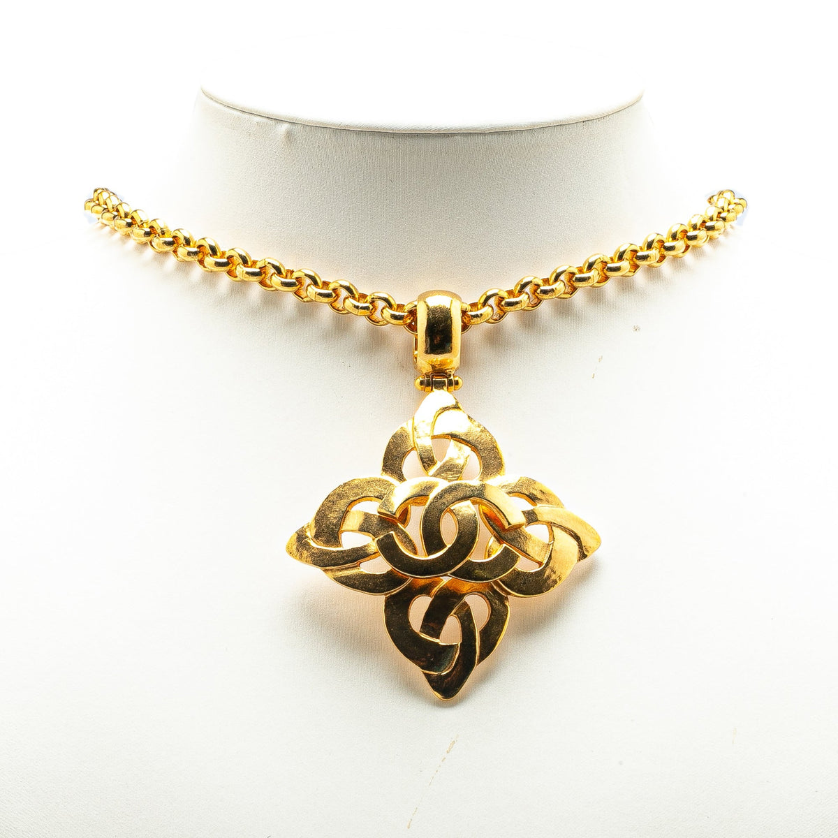 Gold Chanel Gold Plated CC Pendant Necklace