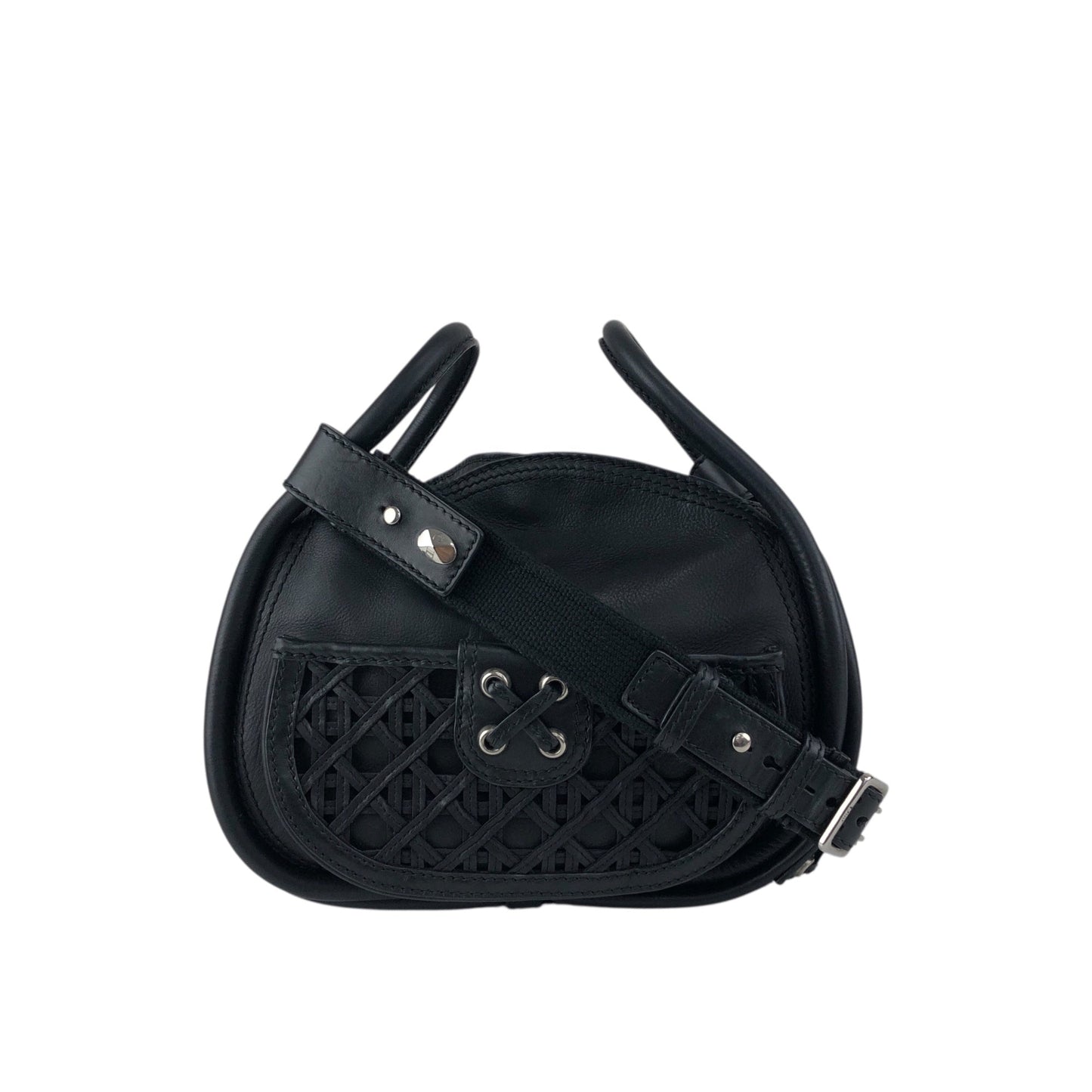 Christian Dior Cannage Round Shoulder bag Black Vintage kb2urx