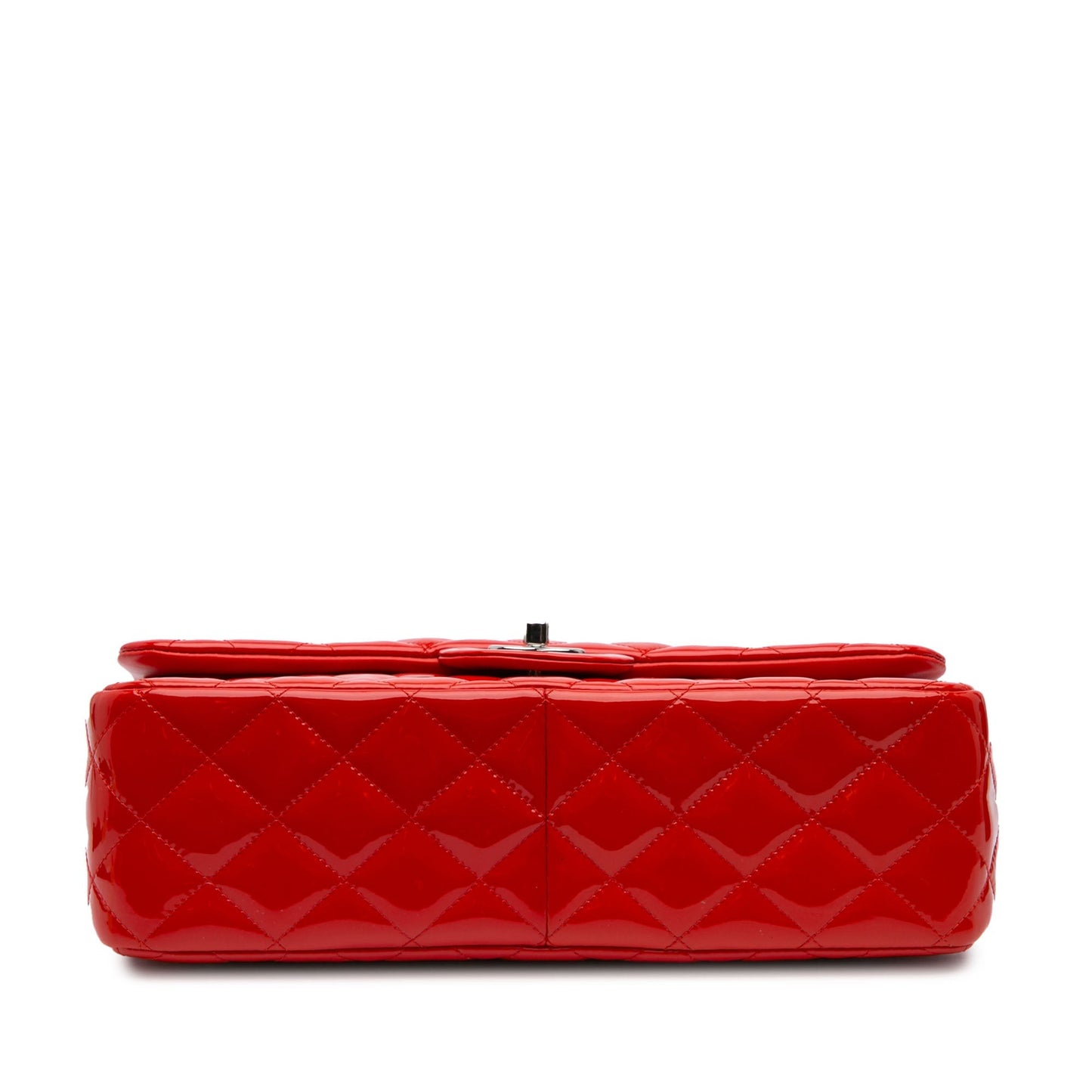 Red Chanel Jumbo Classic Patent Double Flap Shoulder Bag