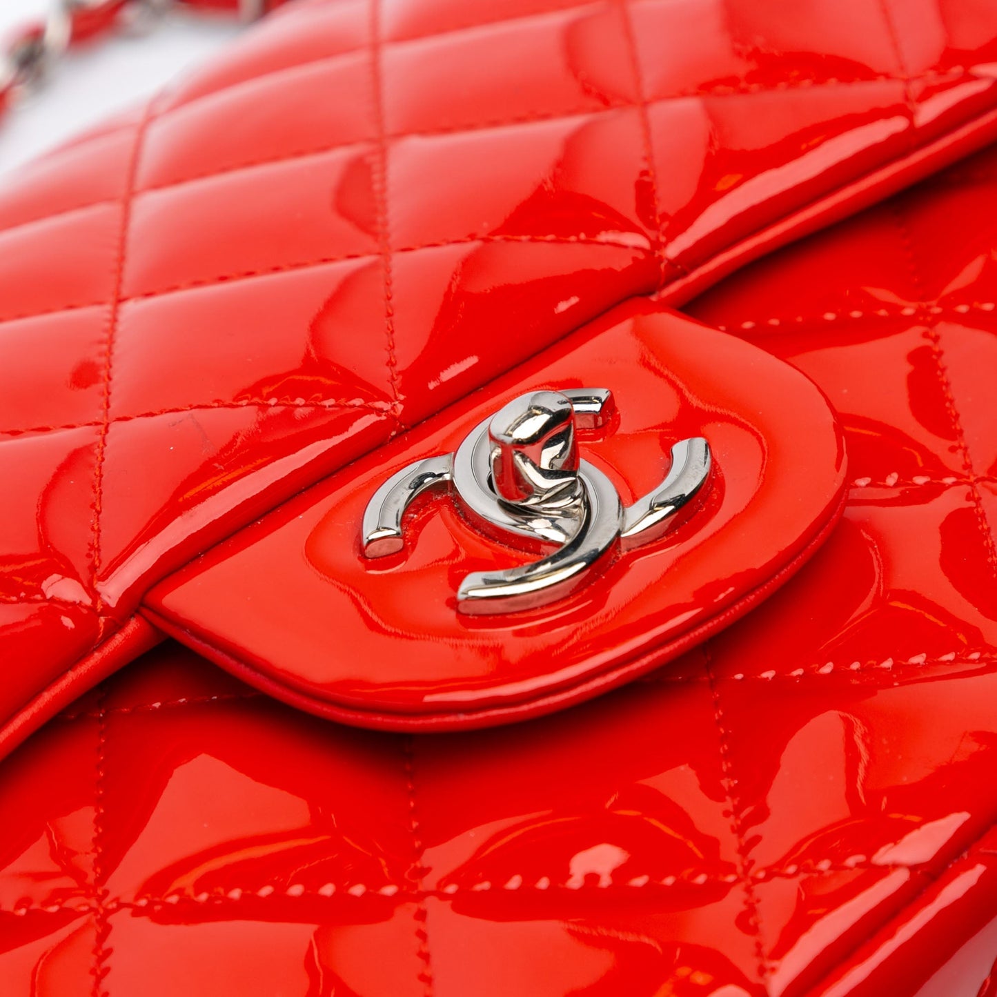 Red Chanel Jumbo Classic Patent Double Flap Shoulder Bag