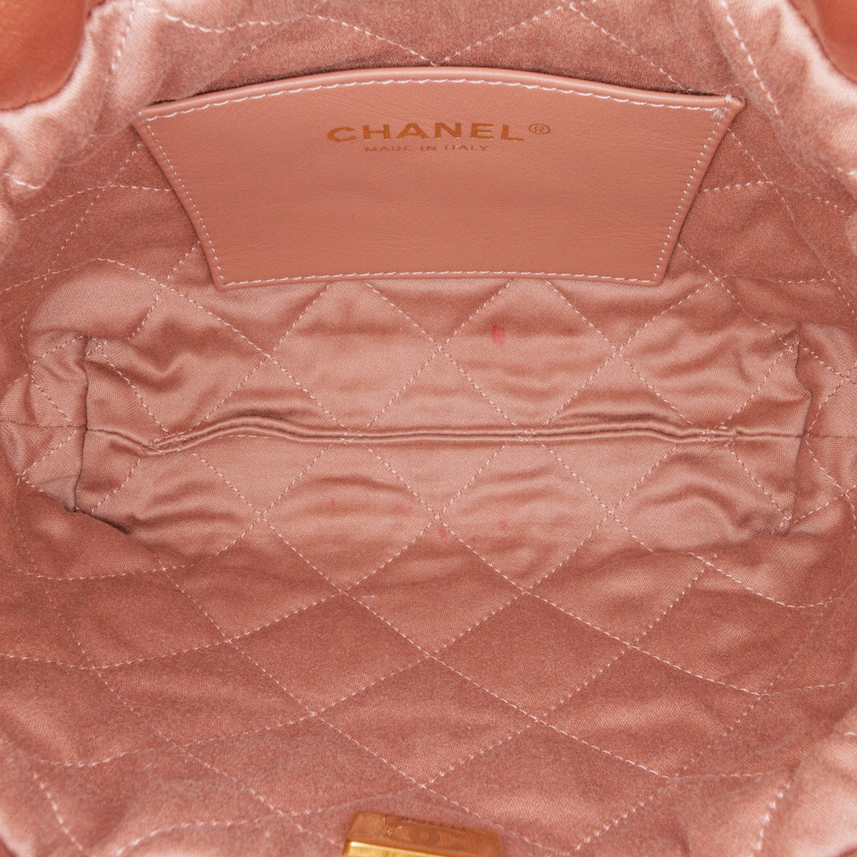 Pink Chanel Mini Metallic Quilted Calfskin 22 Satchel
