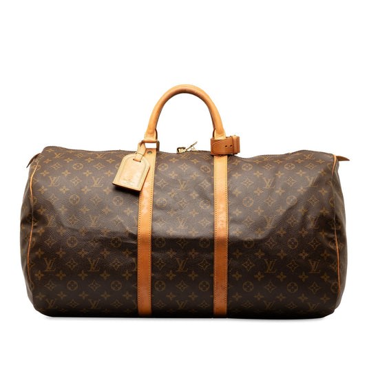 Brown Louis Vuitton Monogram Keepall 55 Travel Bag