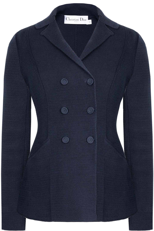 CHRISTIAN DIOR 30 Montaigne Bar Jacket Knit Wool Navy