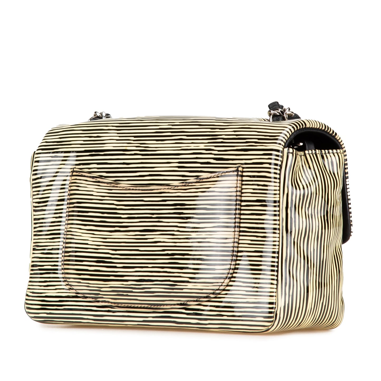 Yellow Chanel Mini Rectangular Classic Patent Striped Single Flap Crossbody Bag