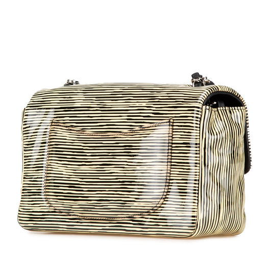 Yellow Chanel Mini Rectangular Classic Patent Striped Single Flap Crossbody Bag
