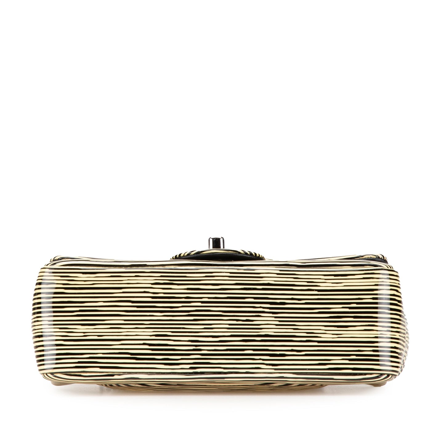 Yellow Chanel Mini Rectangular Classic Patent Striped Single Flap Crossbody Bag