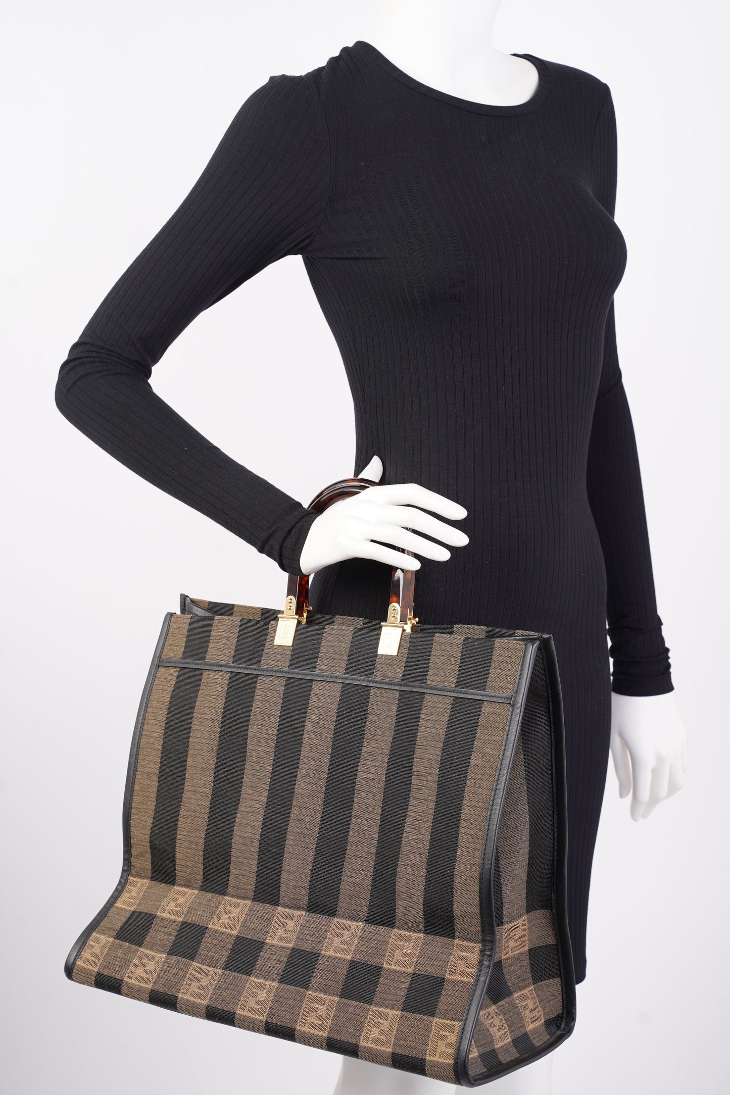 Fendi Sunshine Tote Brown Canvas Large