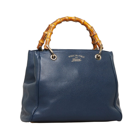 Gucci Bamboo Blue Leather