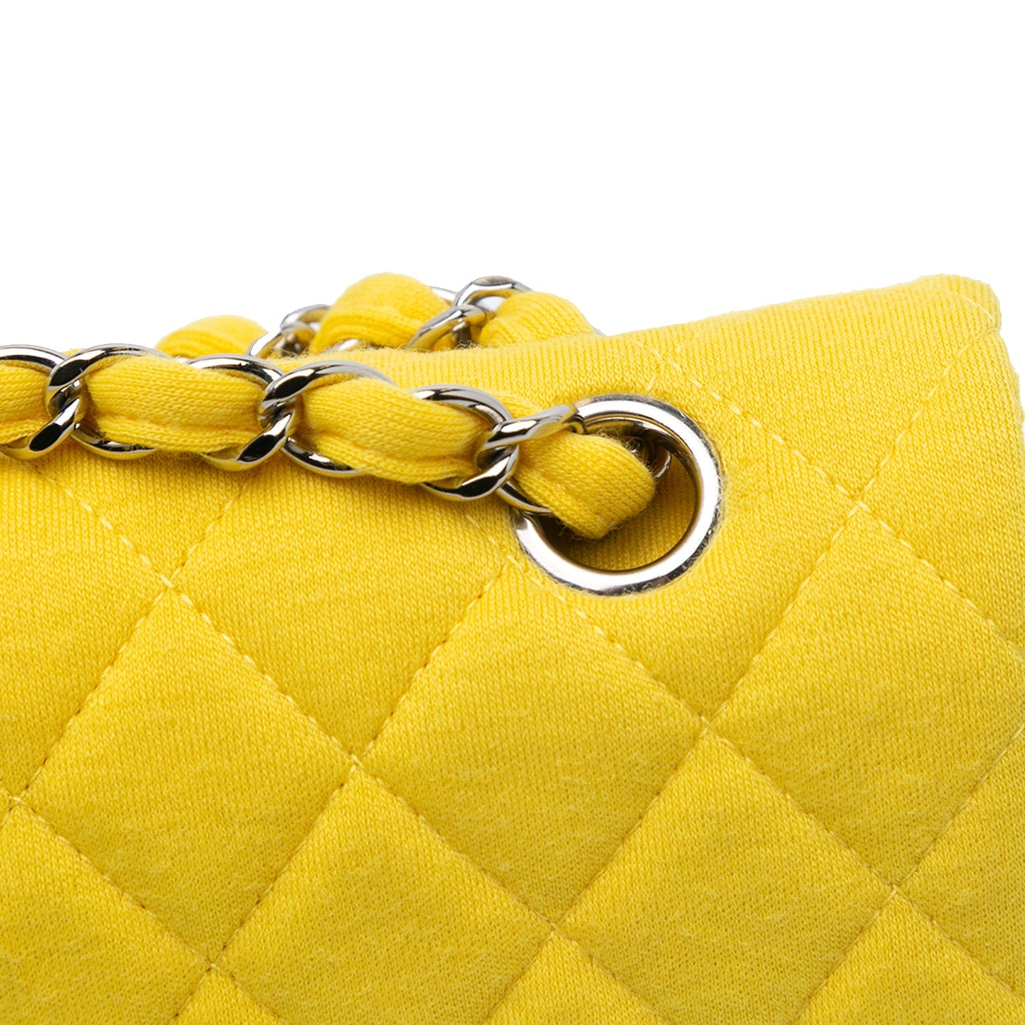 Yellow Chanel Medium Classic Jersey Double Flap Shoulder Bag