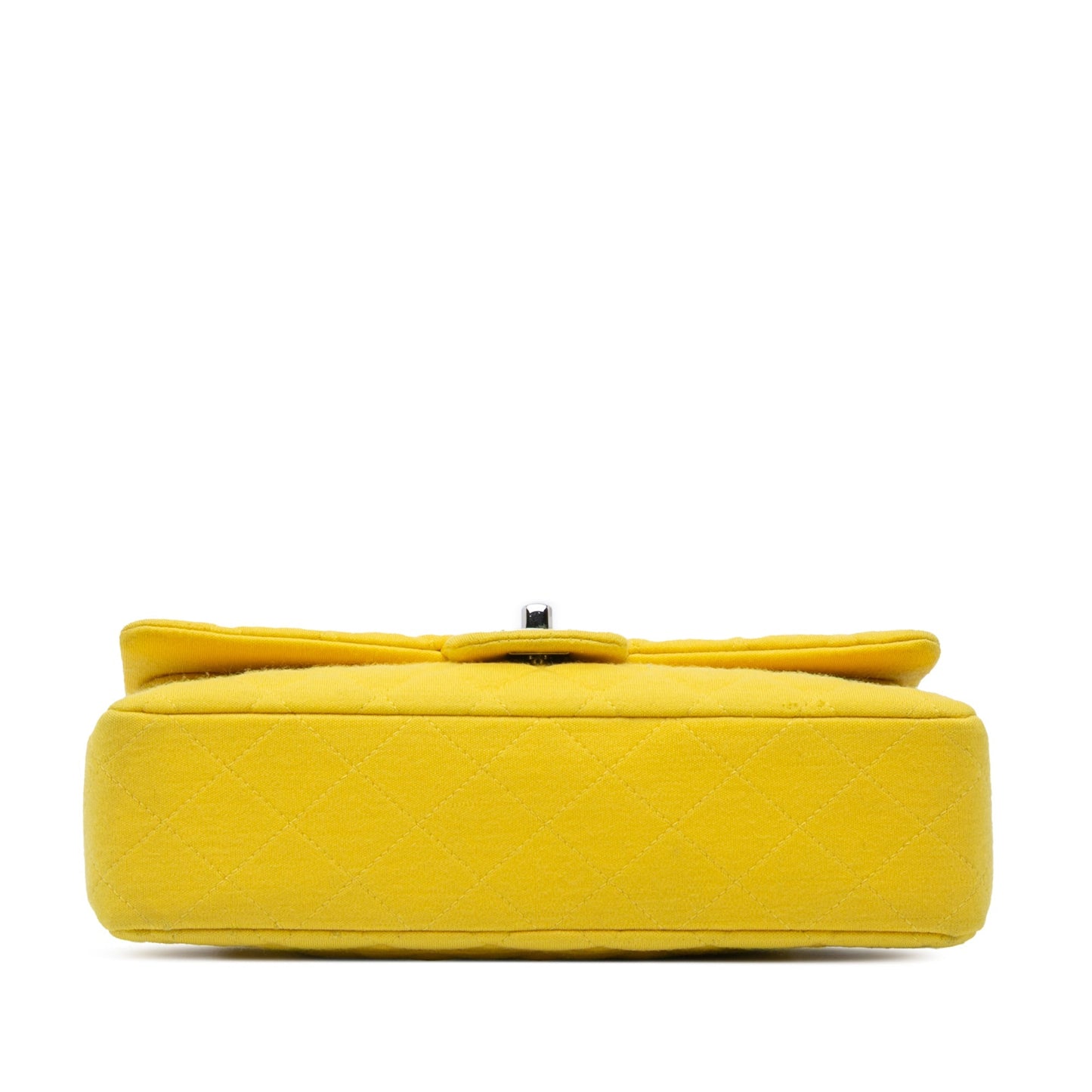 Yellow Chanel Medium Classic Jersey Double Flap Shoulder Bag