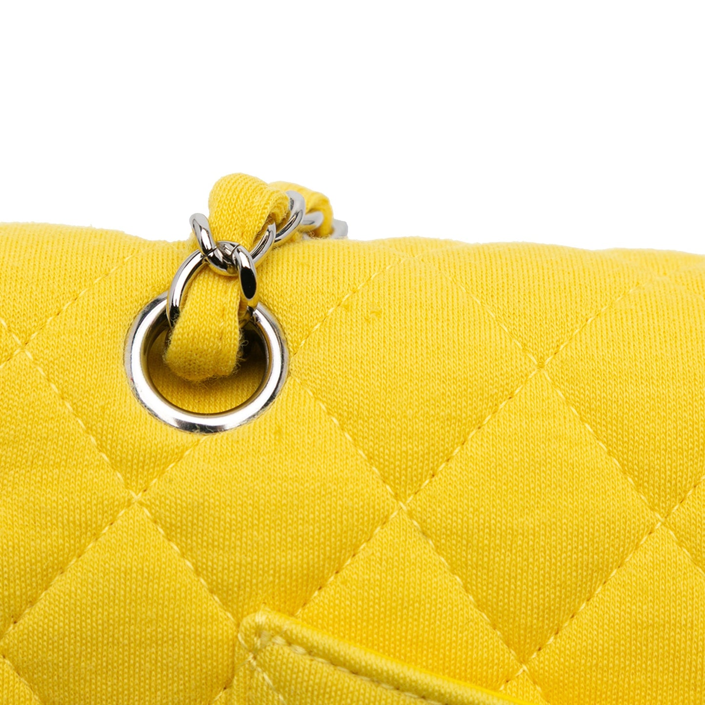 Yellow Chanel Medium Classic Jersey Double Flap Shoulder Bag