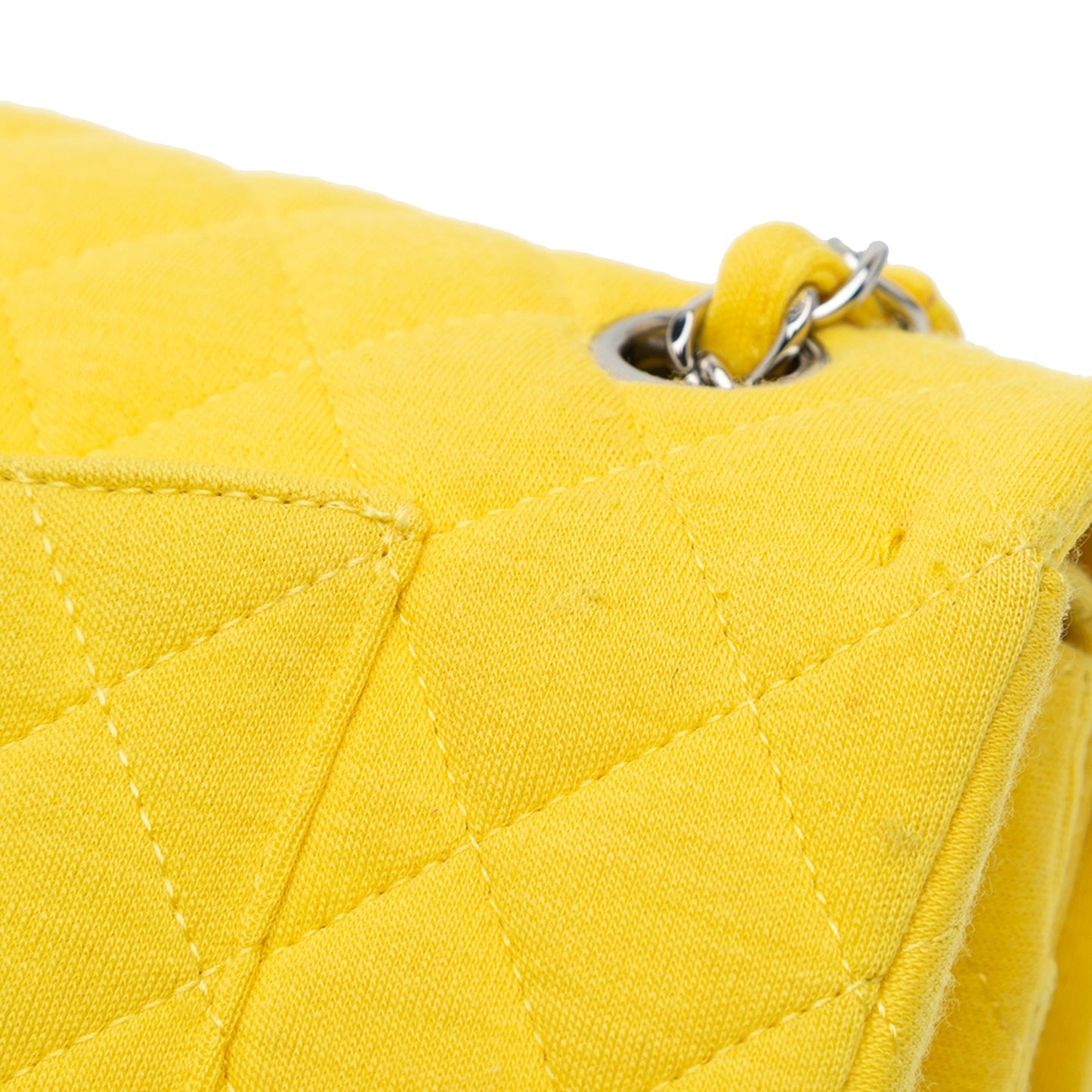 Yellow Chanel Medium Classic Jersey Double Flap Shoulder Bag