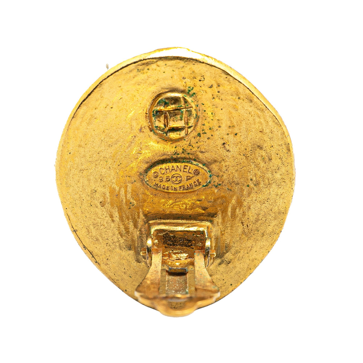 Gold Chanel Gold Plated CC Clip On Earrings