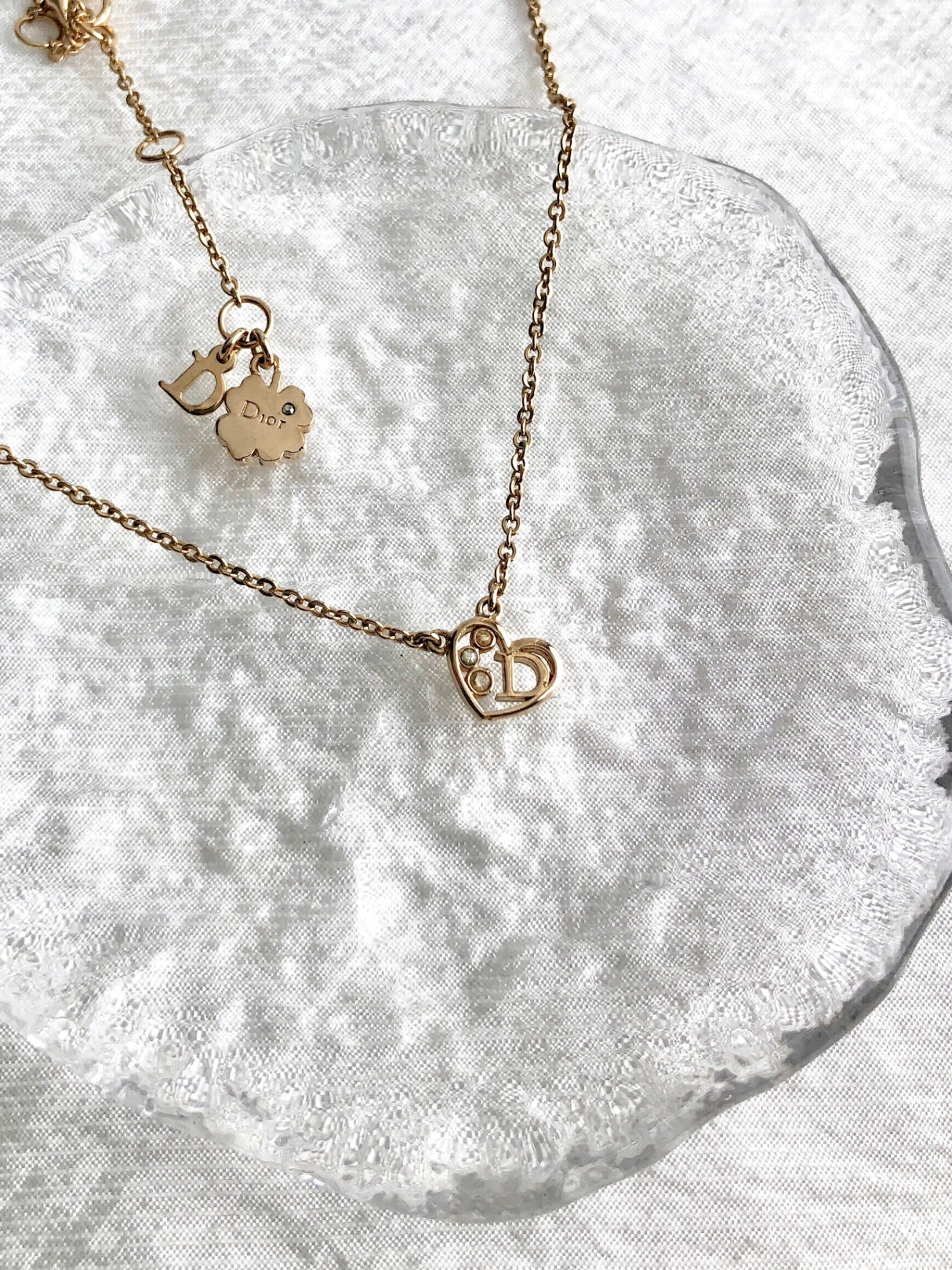 Christian Dior Heart Motif Necklace Gold Vintage 8guxy2