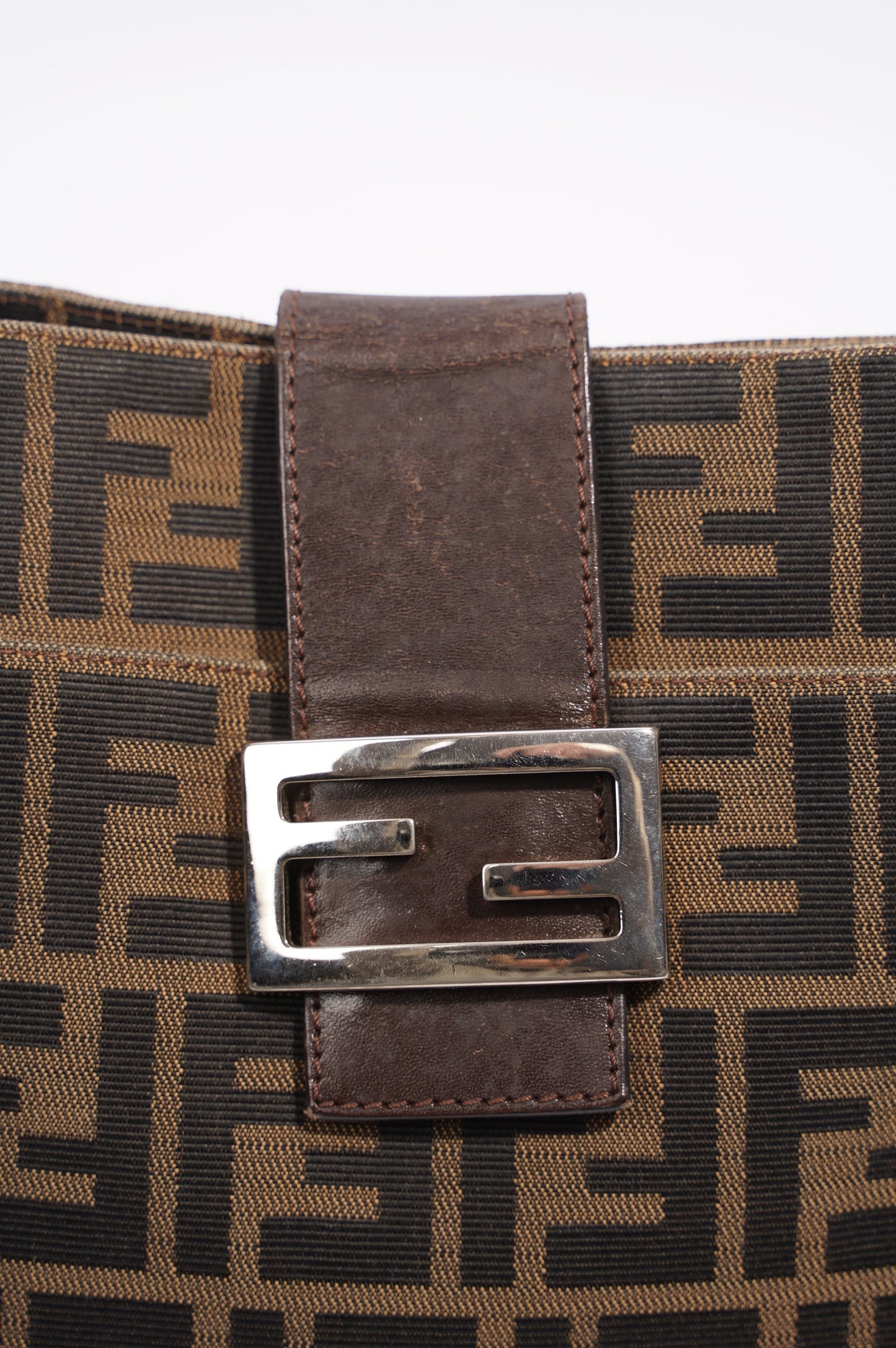 Fendi Double Flap Bag Brown Zucca Canvas