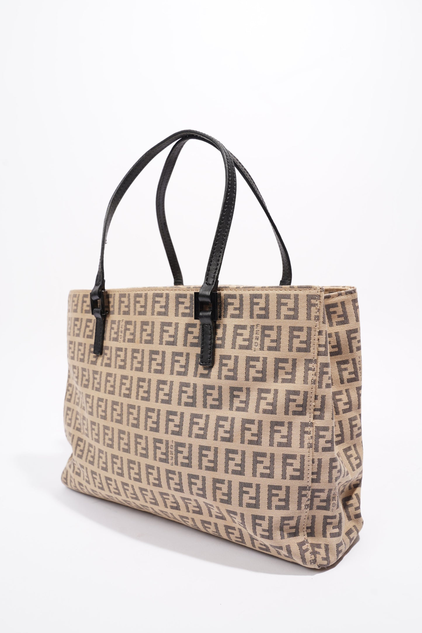 Fendi 2 Way Tote Zucca Print / Beige / Grey Canvas Small