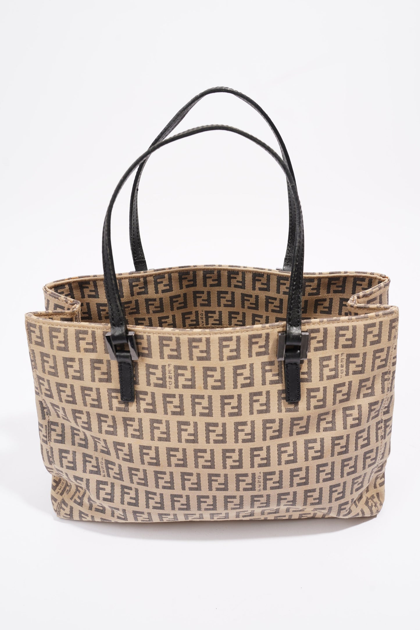 Fendi 2 Way Tote Zucca Print / Beige / Grey Canvas Small