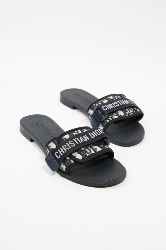Christian Dior Dio(r)evolution Slide Navy Technical Fabric EU 39 UK 6