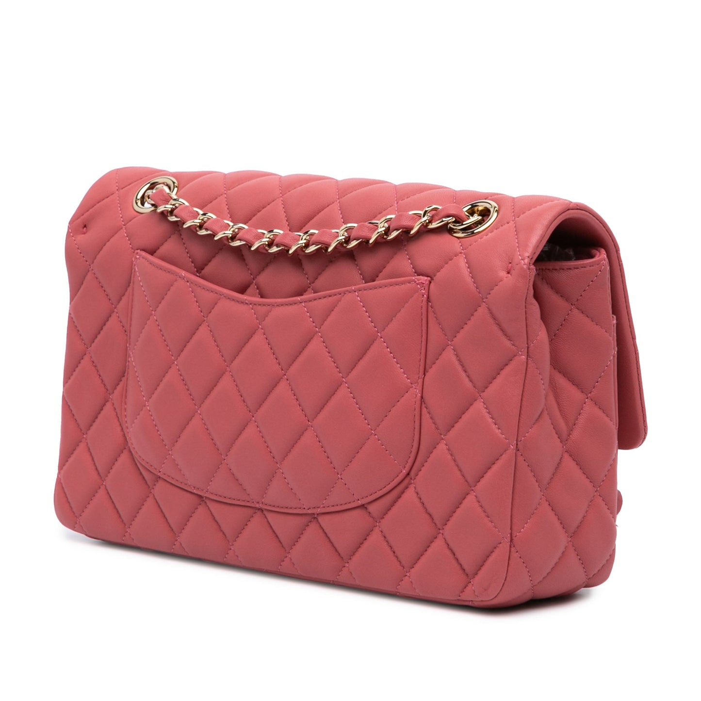 Pink Chanel Medium Lambskin Valentine Heart Charms Single Flap Shoulder Bag