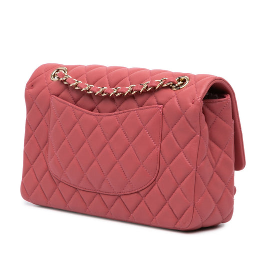 Pink Chanel Medium Lambskin Valentine Heart Charms Single Flap Shoulder Bag