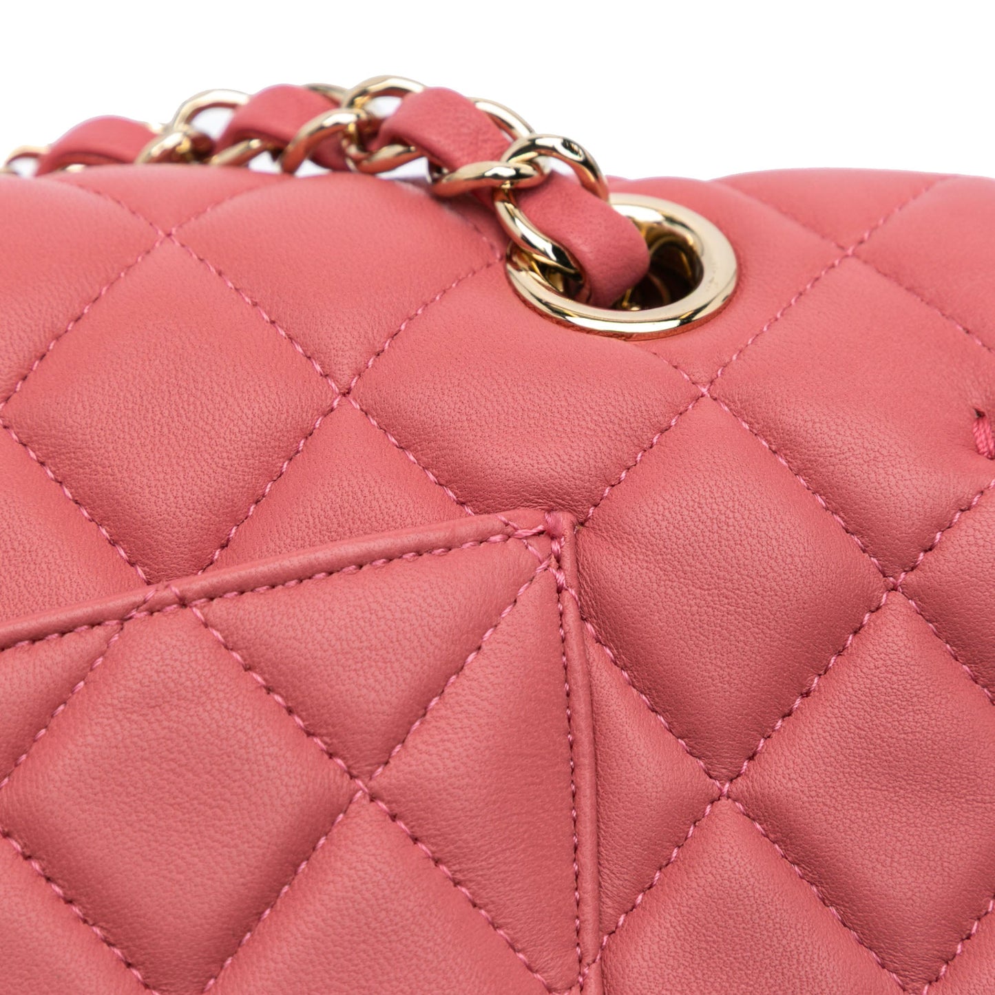 Pink Chanel Medium Lambskin Valentine Heart Charms Single Flap Shoulder Bag