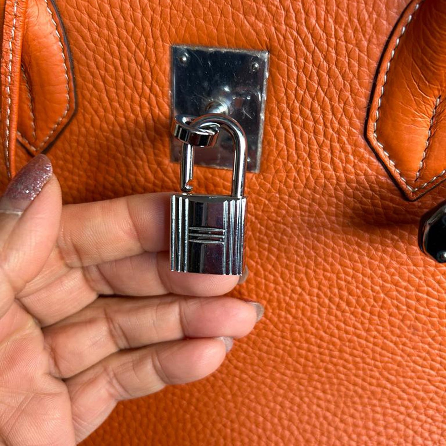 Hermes Orange Clemence Leather Birkin 40