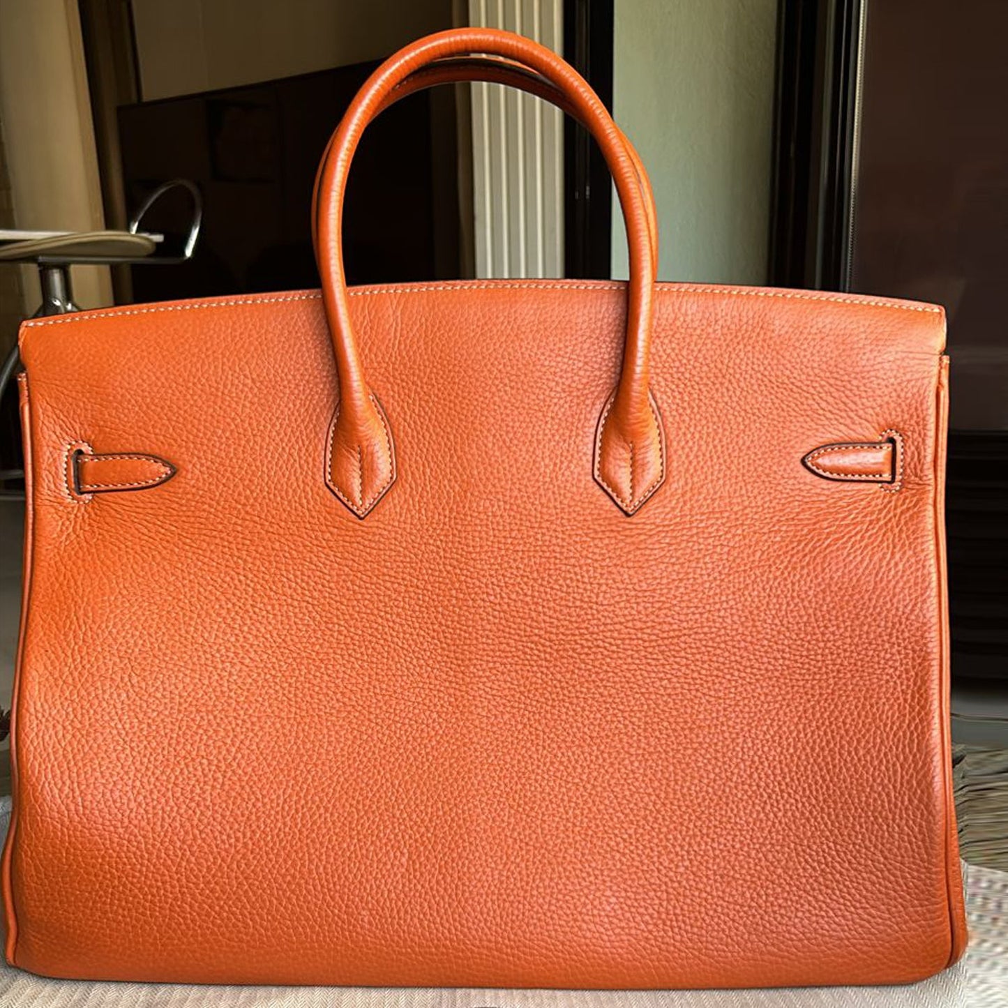 Hermes Orange Clemence Leather Birkin 40