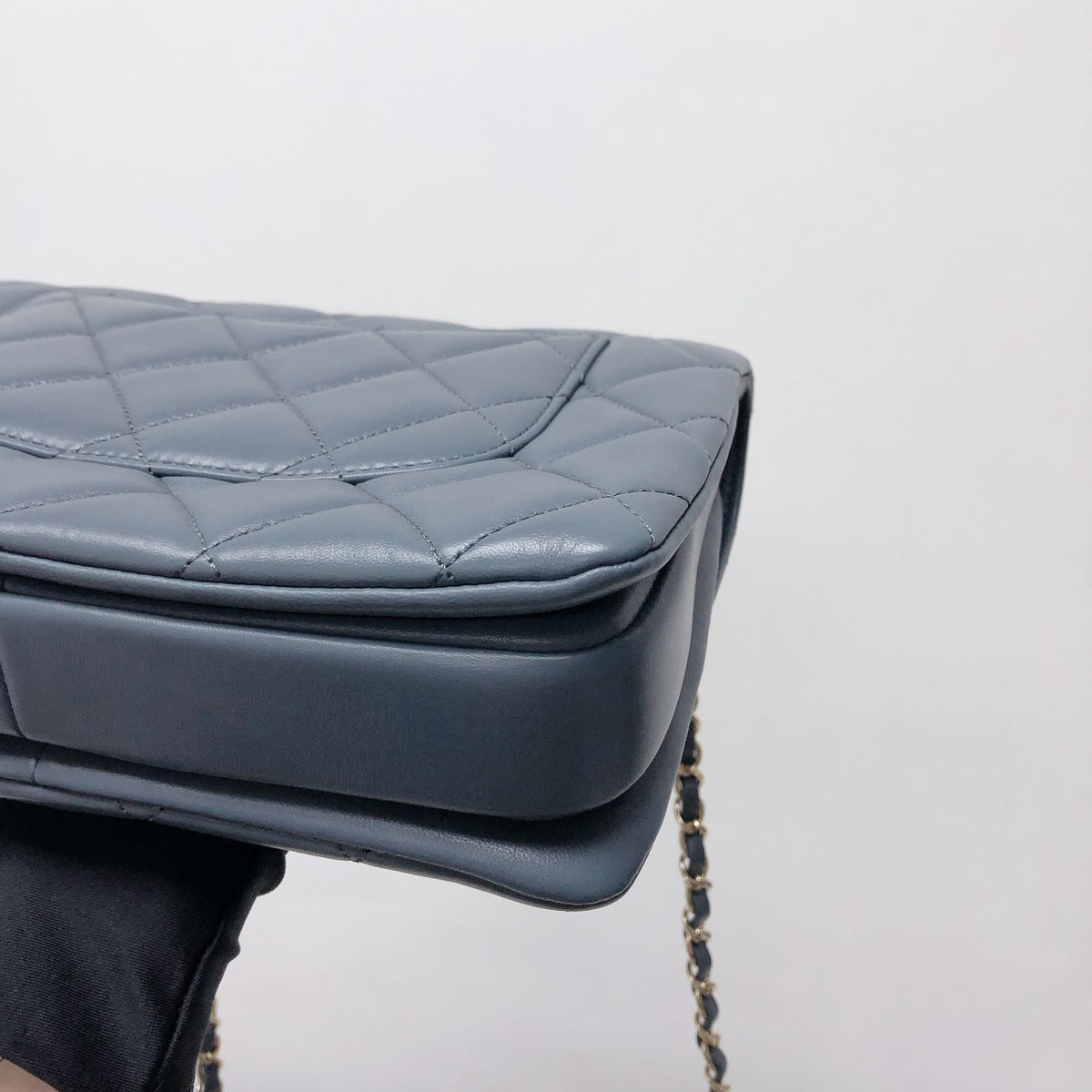 Trendy CC Flap Small Lambskin Grey Blue GHW
