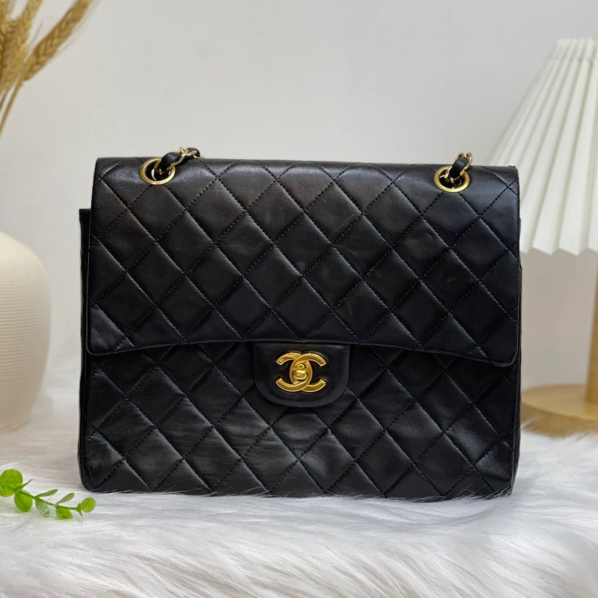 Vintage Double Flap Lambskin Black GHW