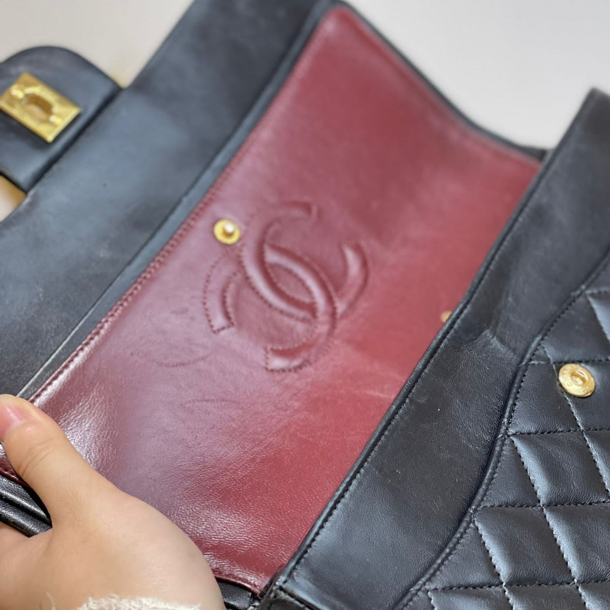 Vintage Double Flap Lambskin Black GHW