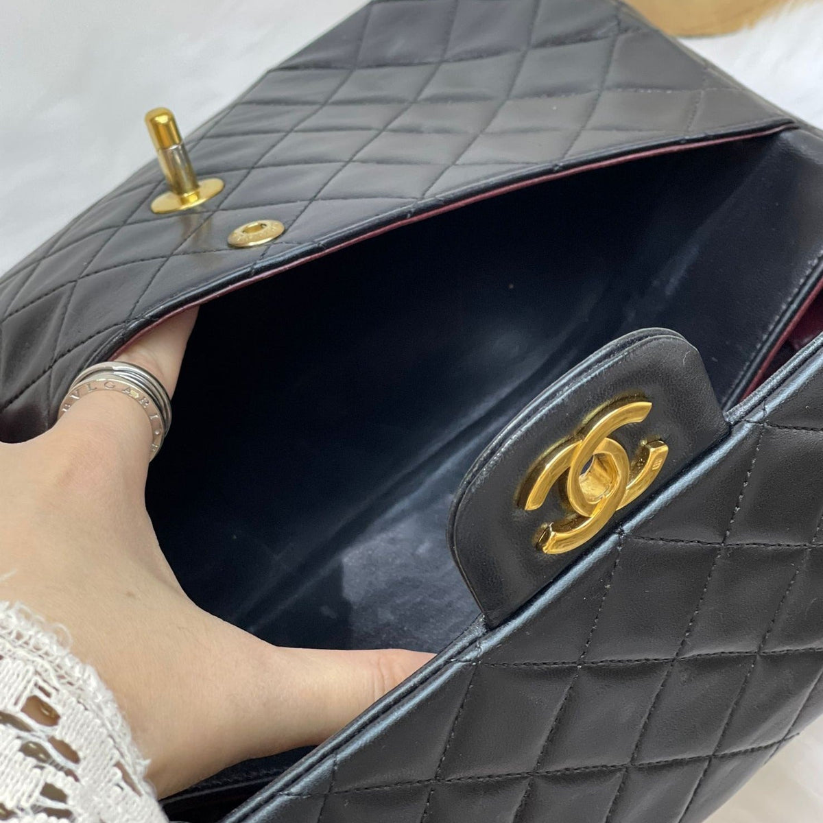 Vintage Double Flap Lambskin Black GHW