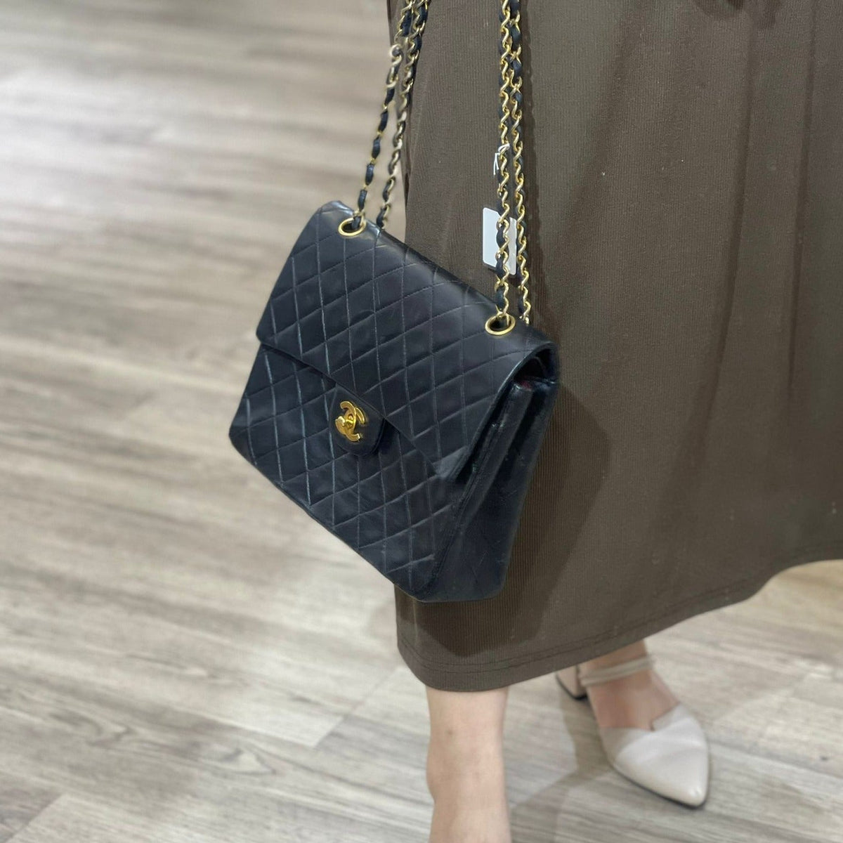 Vintage Double Flap Lambskin Black GHW