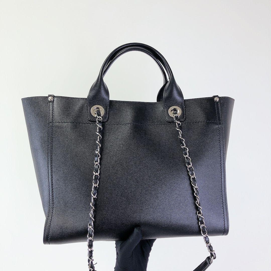 Deauville Tote Studded Large Caviar Black SHW