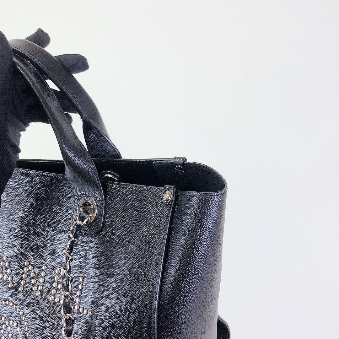 Deauville Tote Studded Large Caviar Black SHW