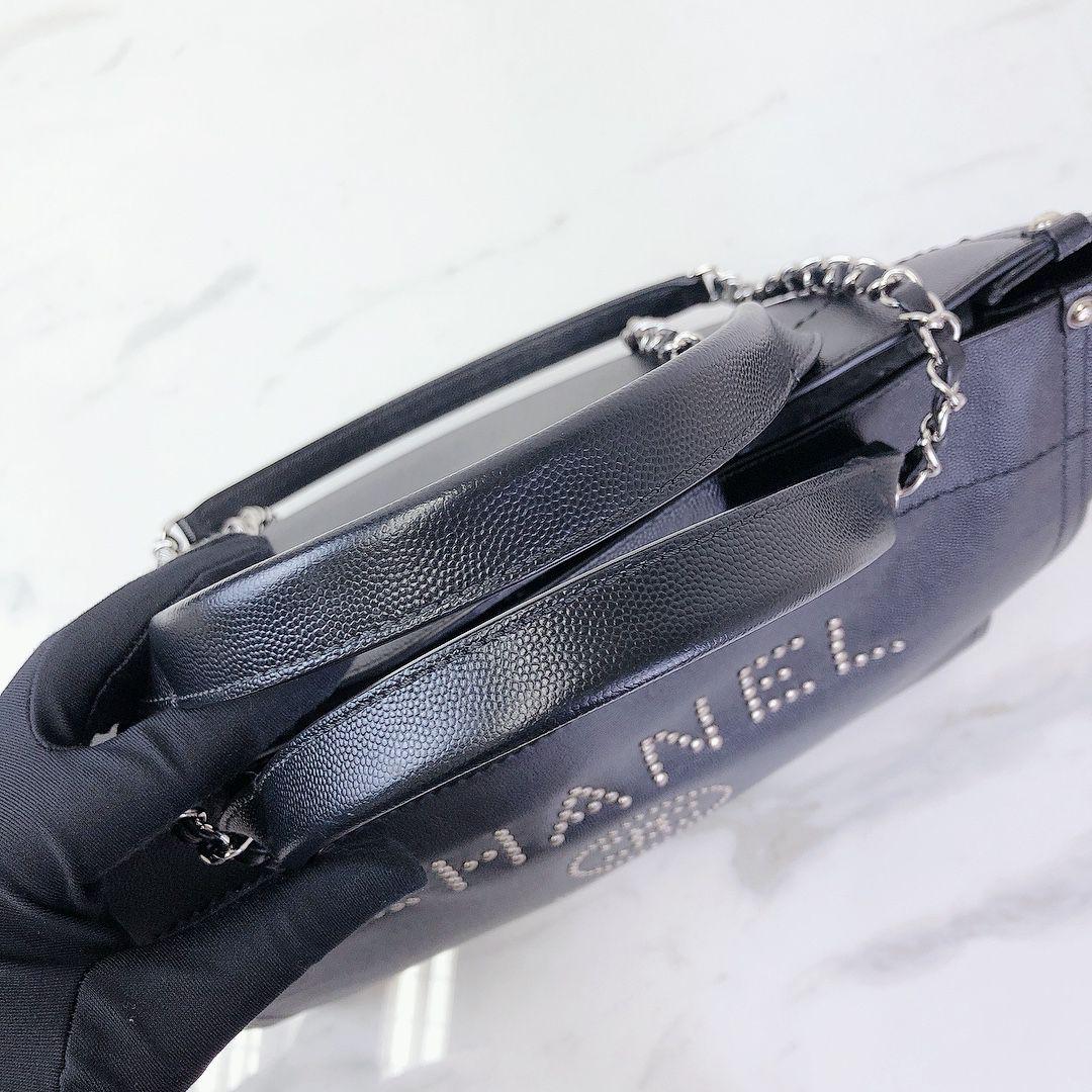Deauville Tote Studded Large Caviar Black SHW
