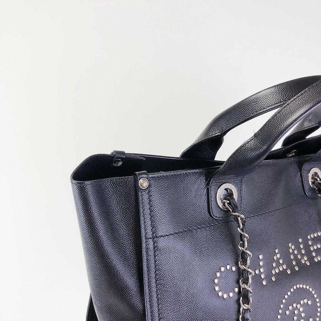 Deauville Tote Studded Large Caviar Black SHW