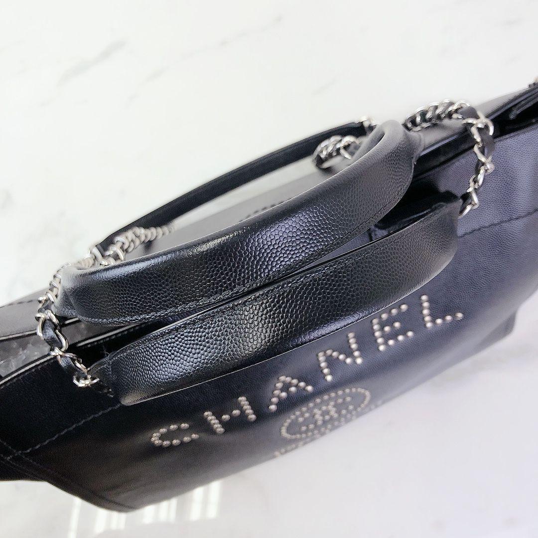 Deauville Tote Studded Large Caviar Black SHW