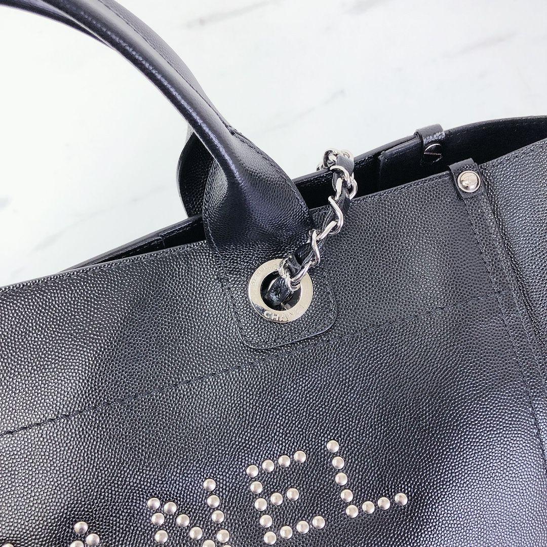 Deauville Tote Studded Large Caviar Black SHW