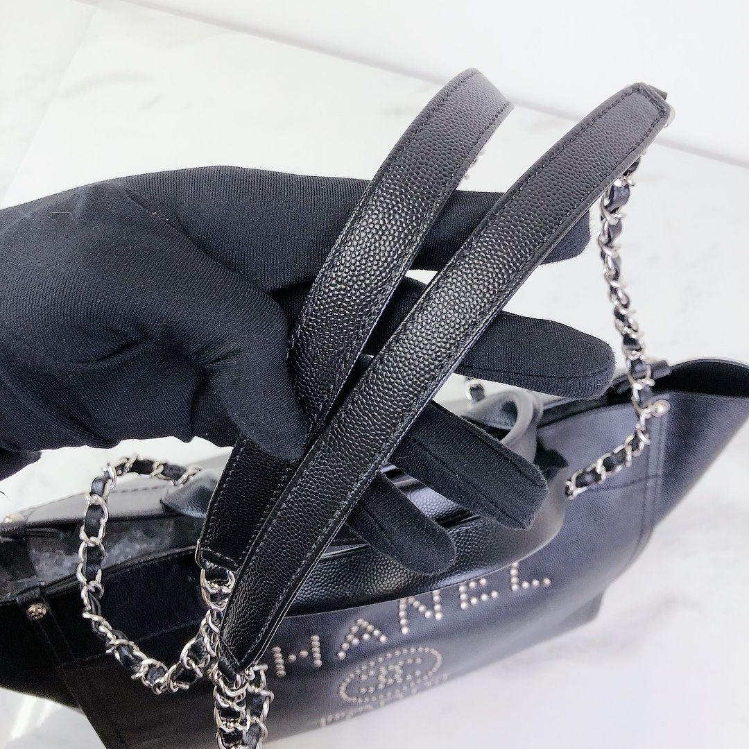 Deauville Tote Studded Large Caviar Black SHW