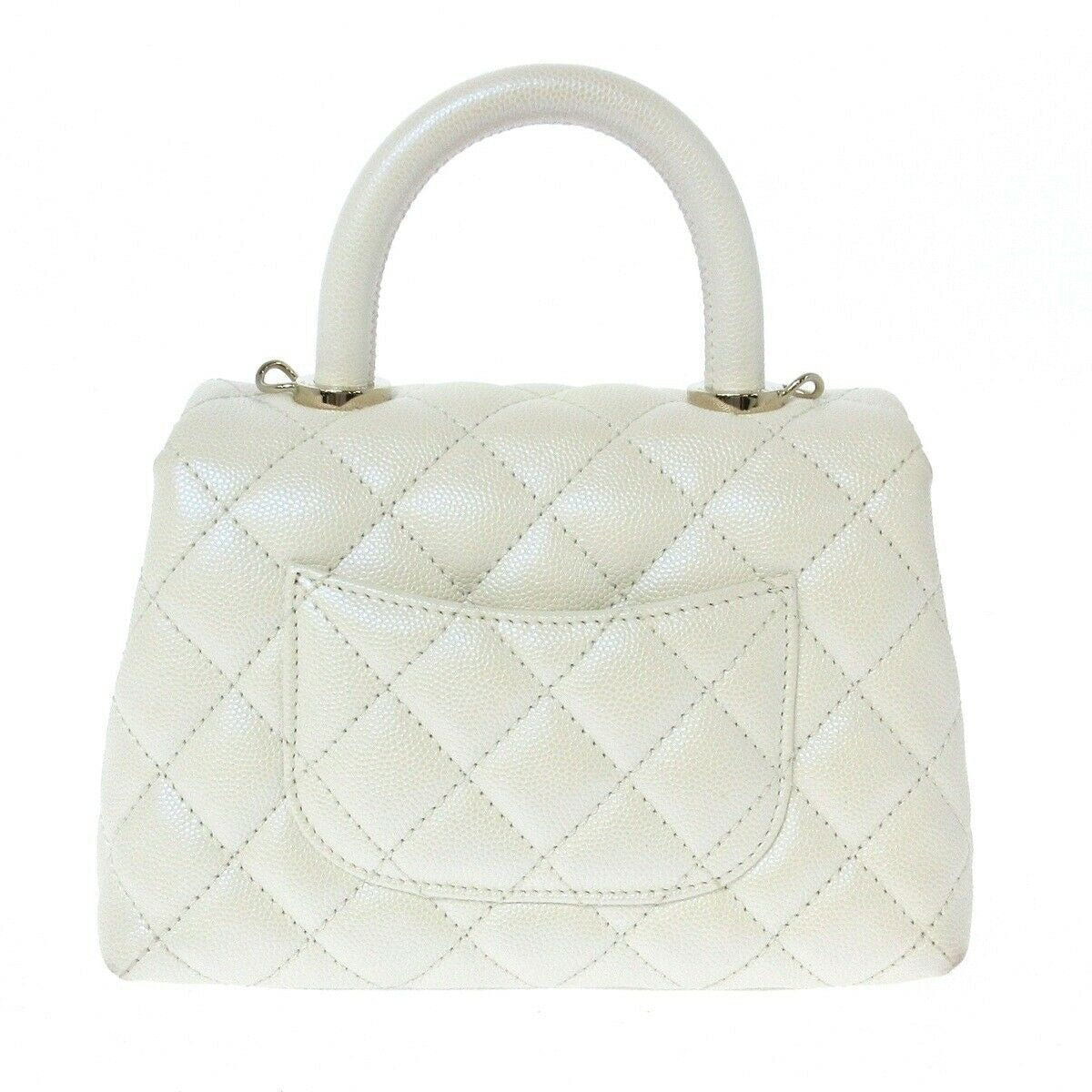 Coco Handle Mini Caviar Iridescent White LGHW